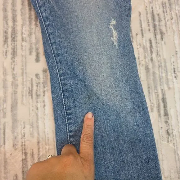 MOTHER Looker Ankle Step Fray Jeans Womens Light Blue Sz 23
